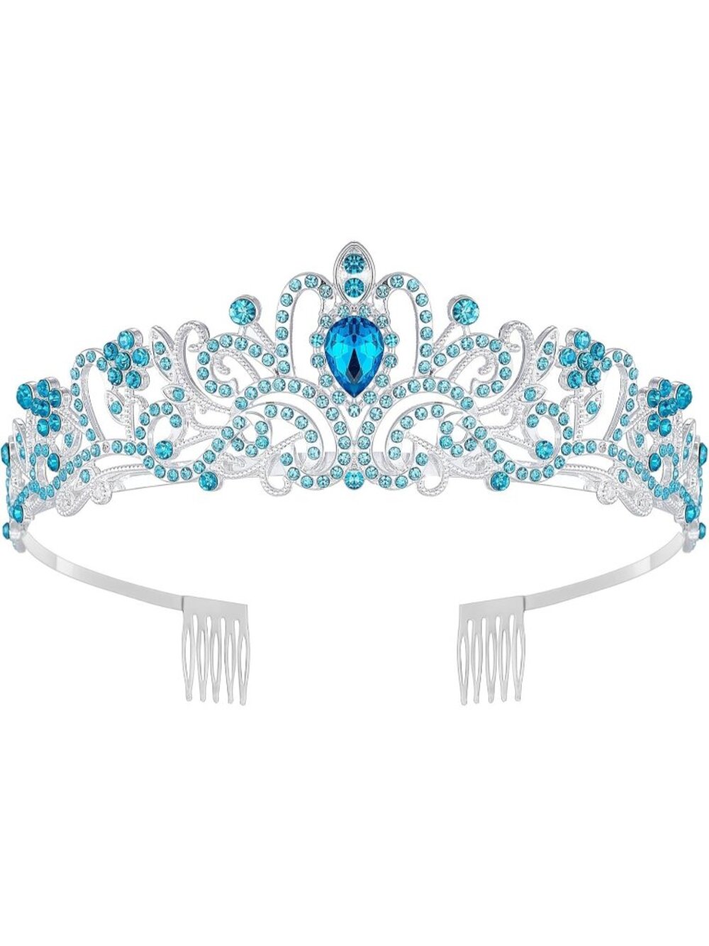 Blue Queen Tiara Crown For Women Bridal Prom Quinceanera Pageant Wedding Party